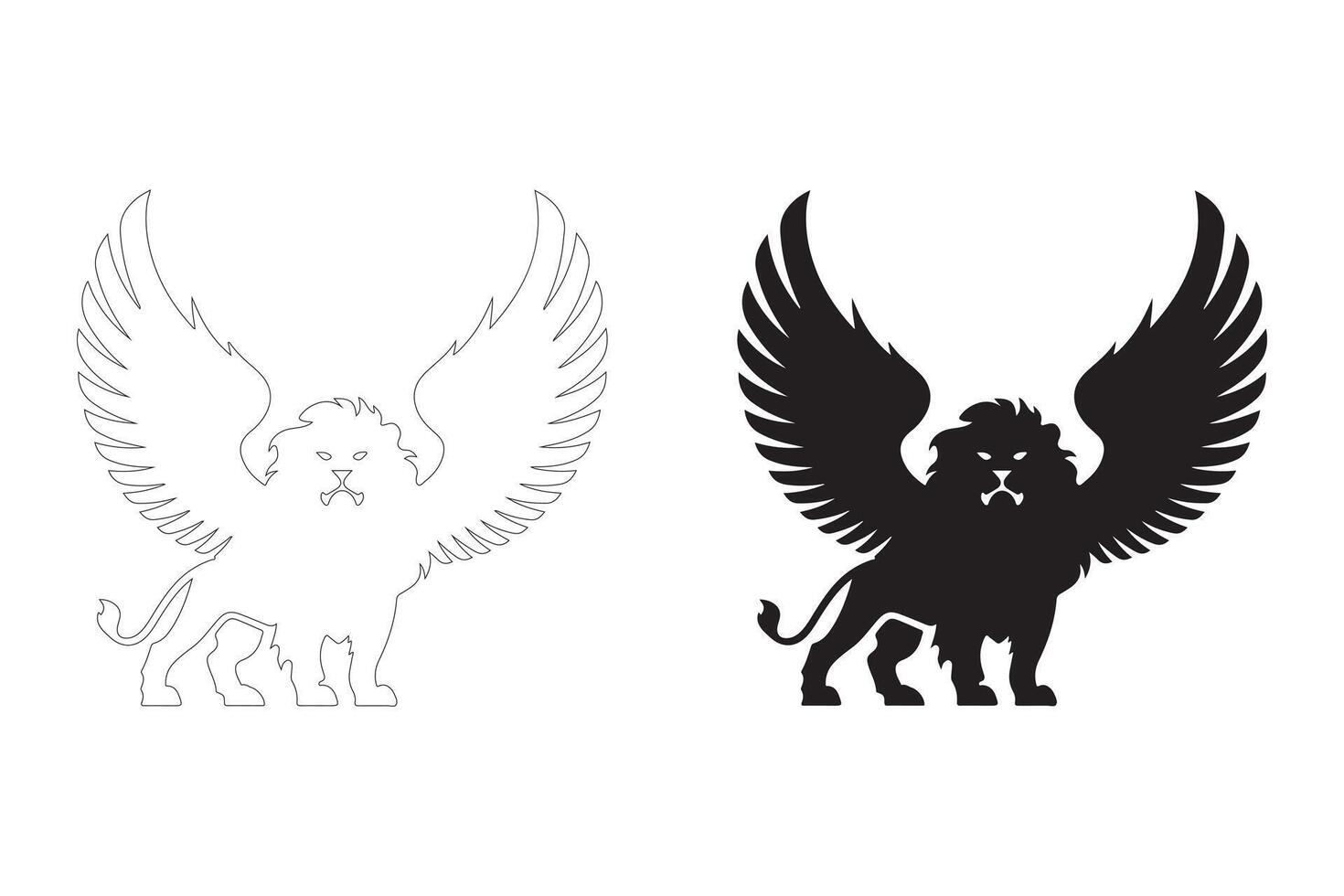 Bold and Elegant Winged Lion Designs for Digital and Print Use vector