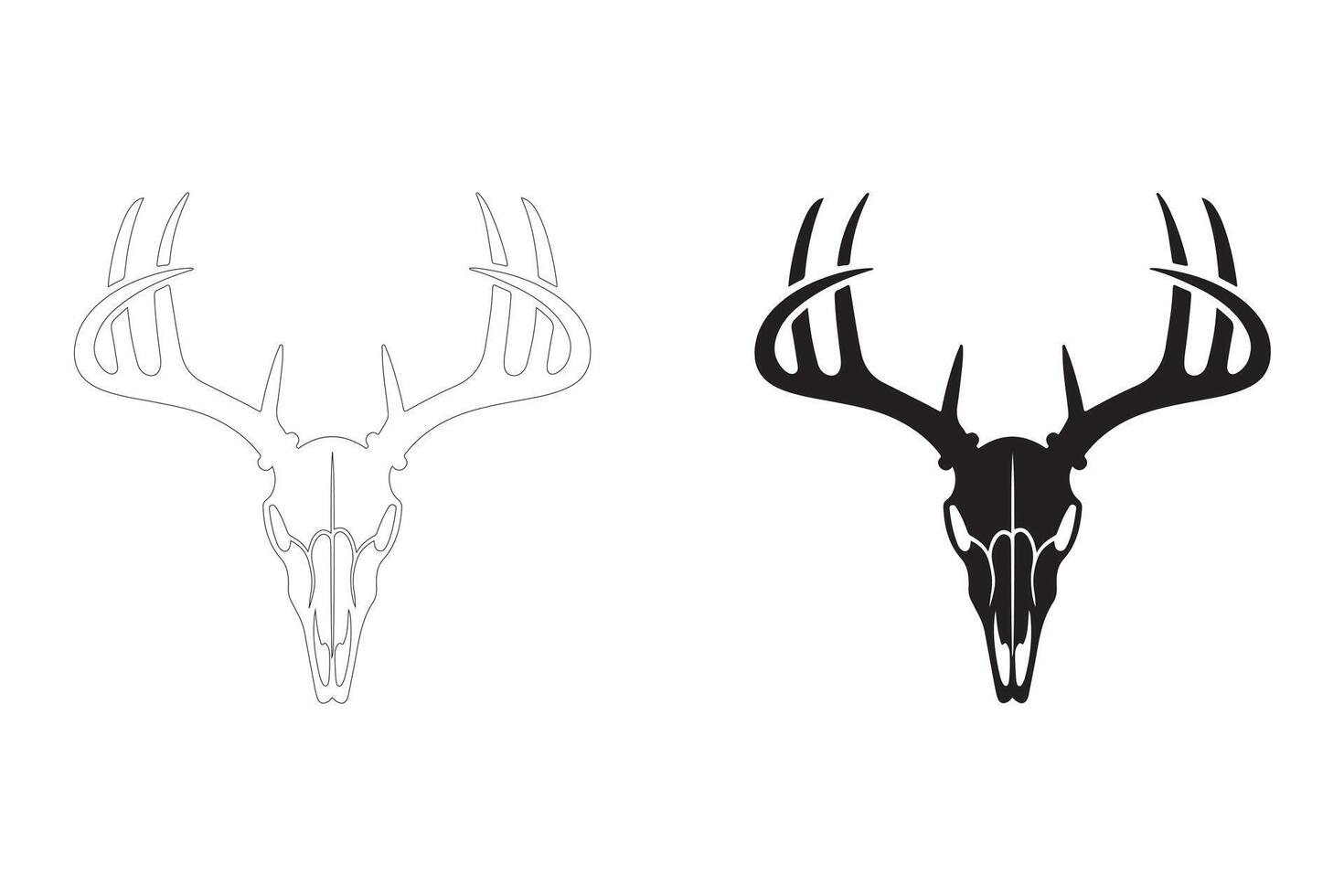 Majestic Deer Skull Illustration in Black and White vector