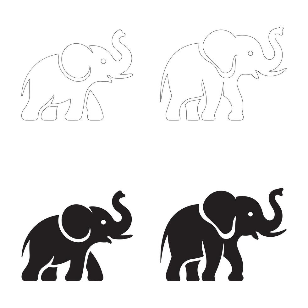 Bold and Minimalist Elephant Icons for Digital and Print Use vector