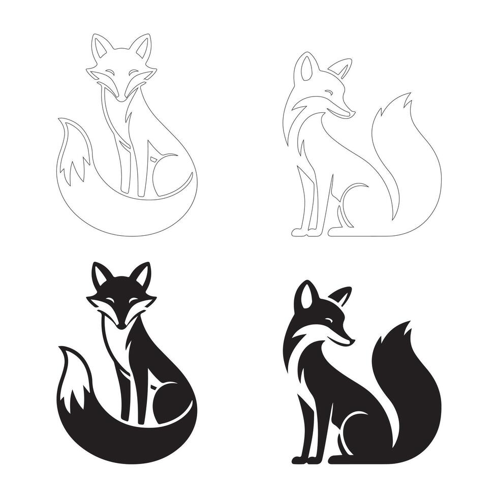 Graceful Sitting Fox Silhouette with Fluffy Tail for Versatile Applications vector