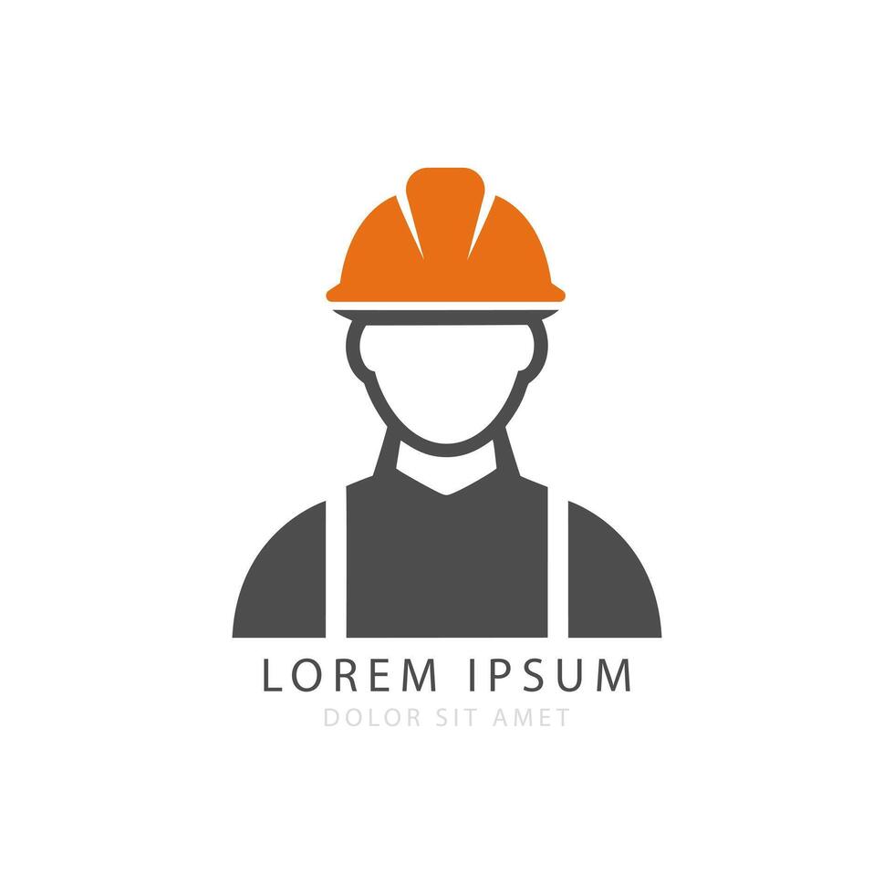 Illustration of Construction Worker, Safety and Industry Concept Logo, Isolated on White Background vector