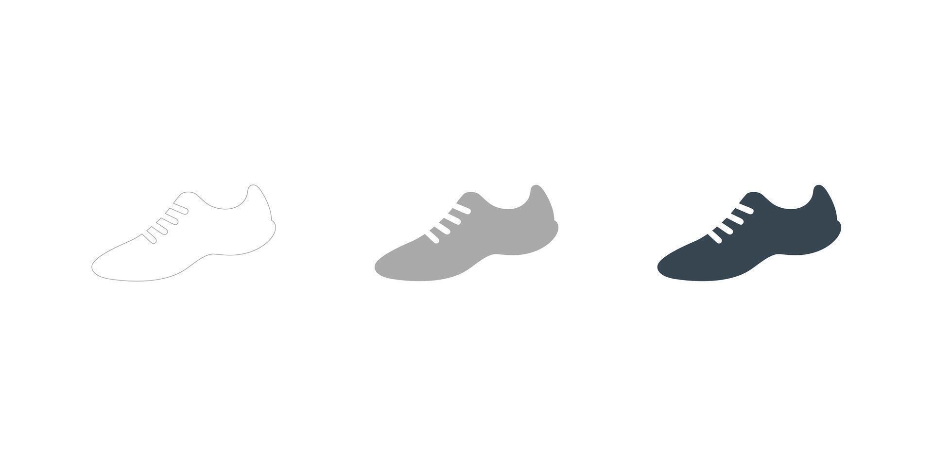 Editable Stroke Shoe Illustrations in Three Different Styles on White Background vector