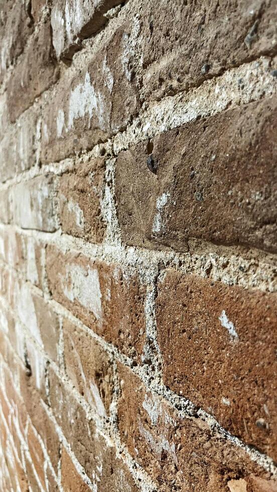Background of an old brick wall is a side view photo