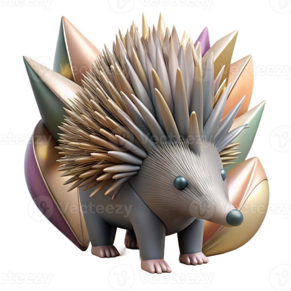 vibrant modern Porcupine Silhouette Quills Isolated Forest Animal Design professional png