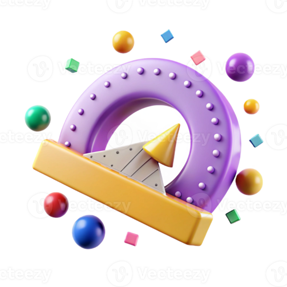 beautiful modern Protractor Geometry Tool Cutout for Math Illustrations exclusive png