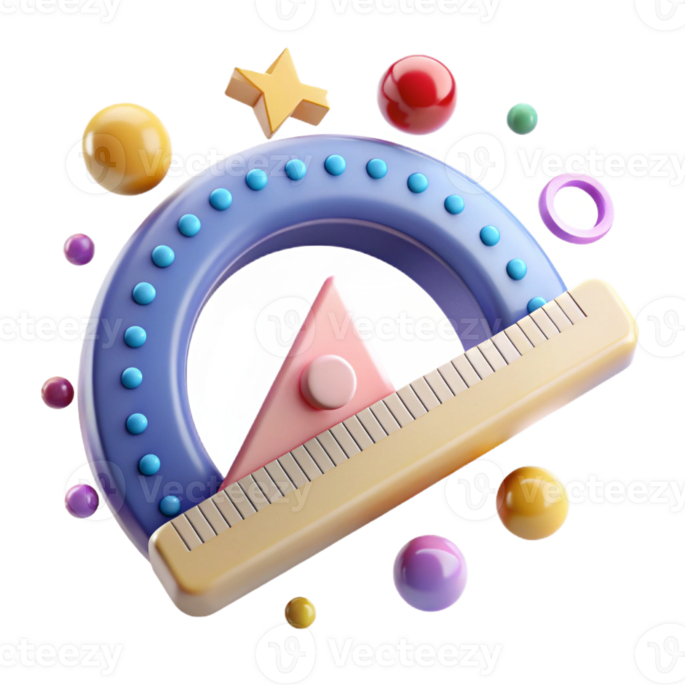 vibrant vintage Protractor Geometry Tool Cutout for Math Illustrations high resolution png