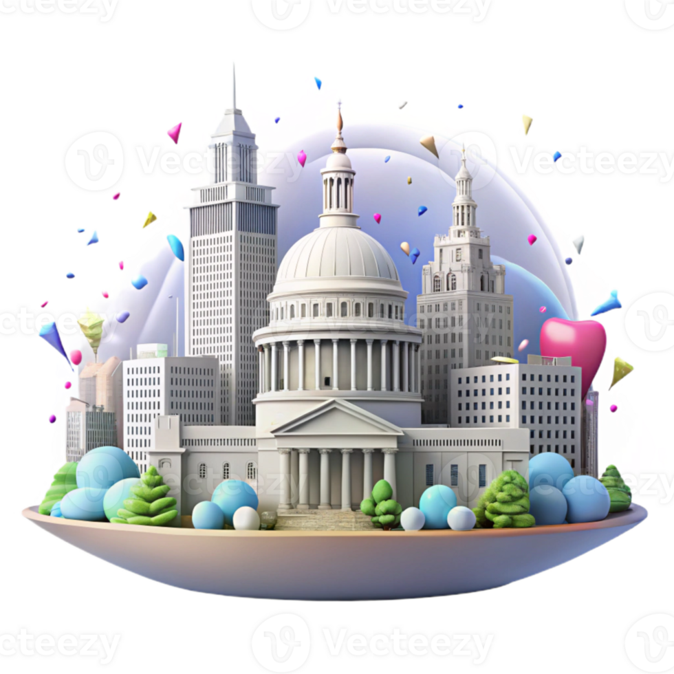 vibrant vintage Providence Skyline Rhode Island State House Cutout for New England Tourism genuine png