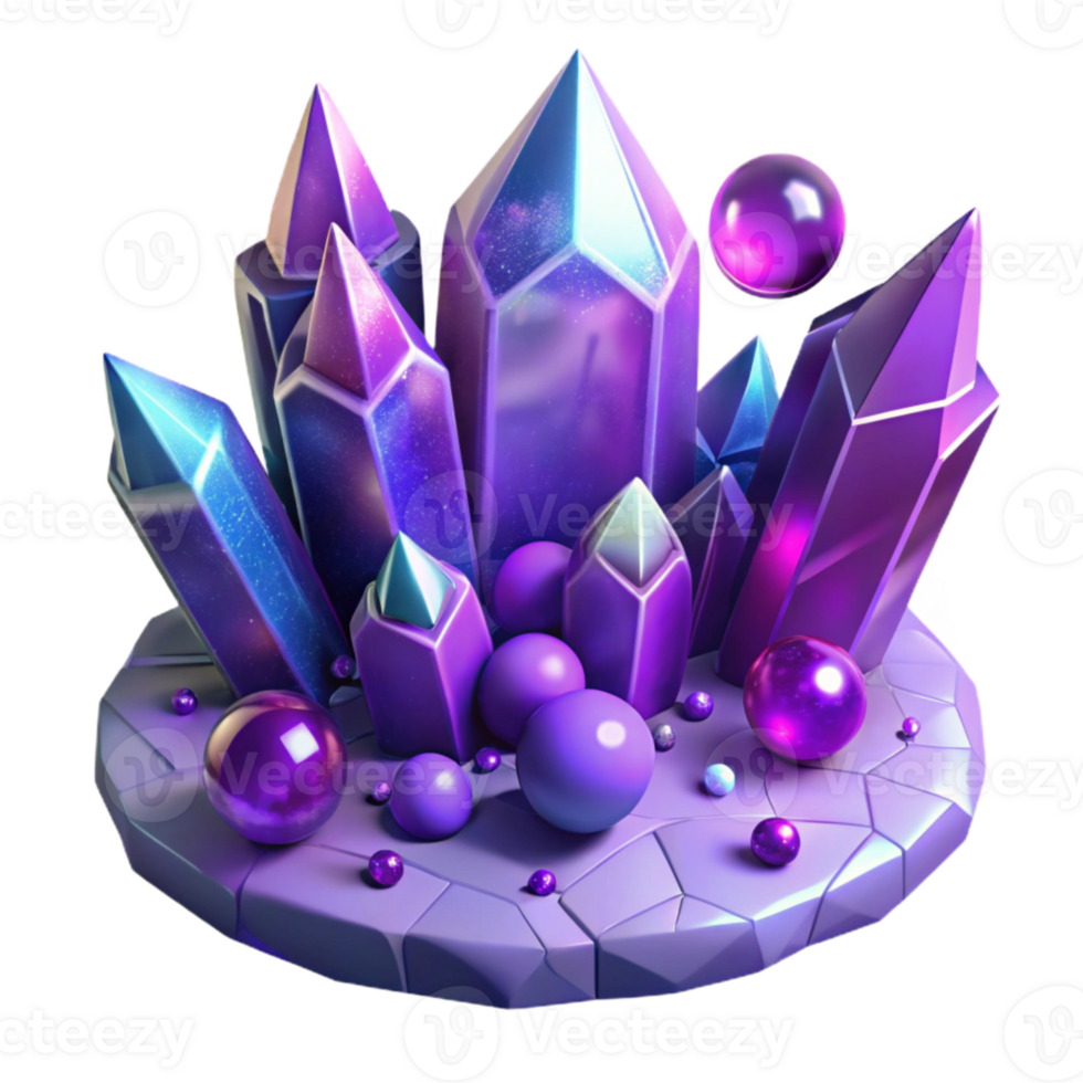 vibrant artistic Purple Alien Crystals Cutout for Scifi Backgrounds png