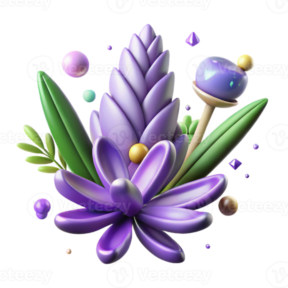vibrant traditional Purple Lavender Flower Aromatic Herb Cutout for Beauty Products premium png
