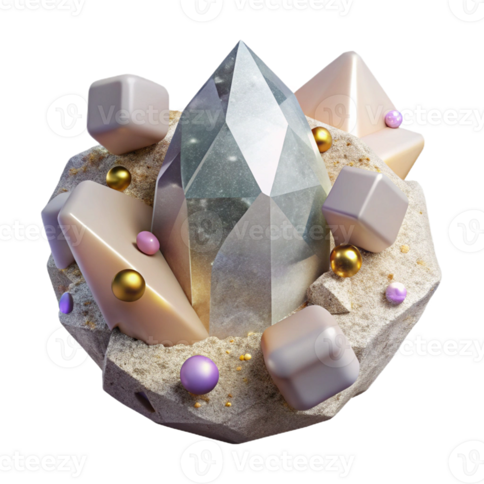 vibrant minimalist Quartz Stone Texture Crystalline Transparent for Product Mockups premium png