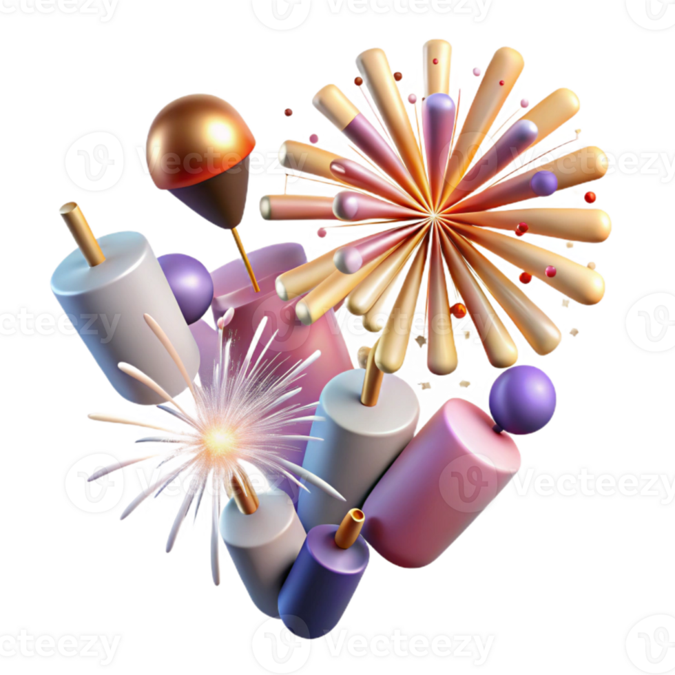 vibrant modern Realistic Fireworks Transparent for Print Design premium png