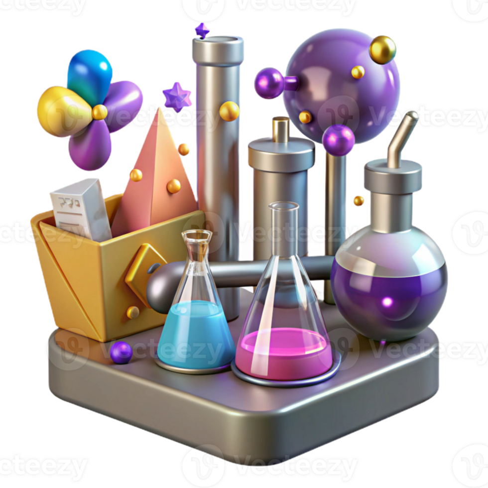 beautiful vintage Realistic Laboratory Equipment Set Isolated for Scientific Simulations genuine png