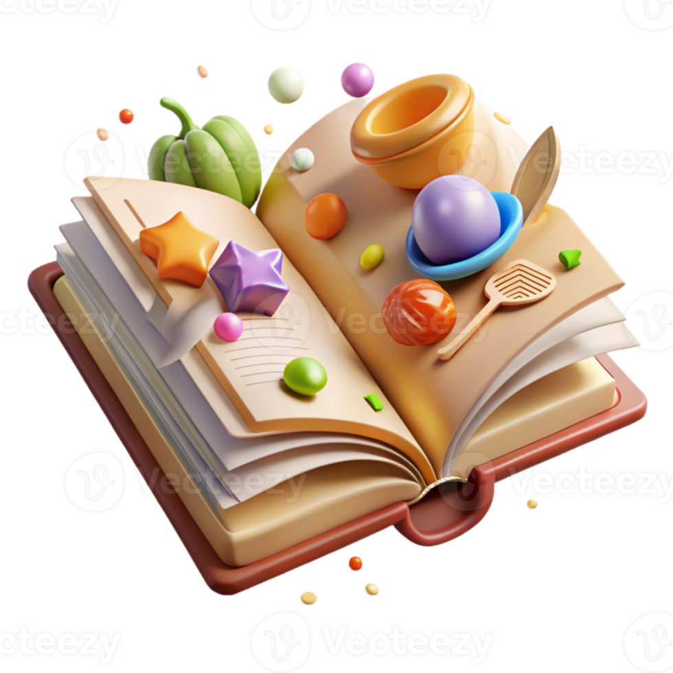 magnificent modern Recipe Book Open Pages Transparent for Food Blog Illustrations original png