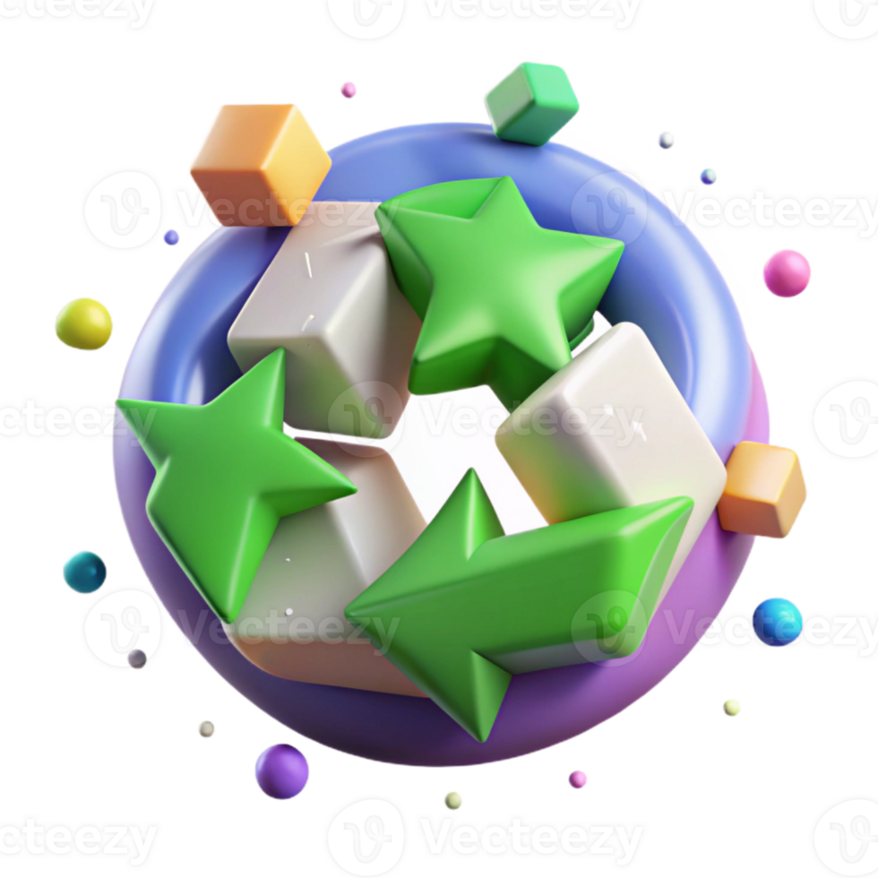 dramatic artistic Recycling Symbol 3d Isometric View Transparent detailed png