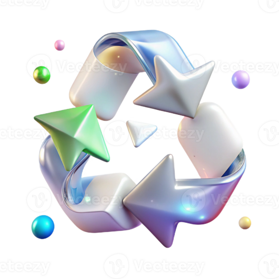 impressive rustic Recycling Symbol Glass Texture Transparent Effect Transparent Background professional png