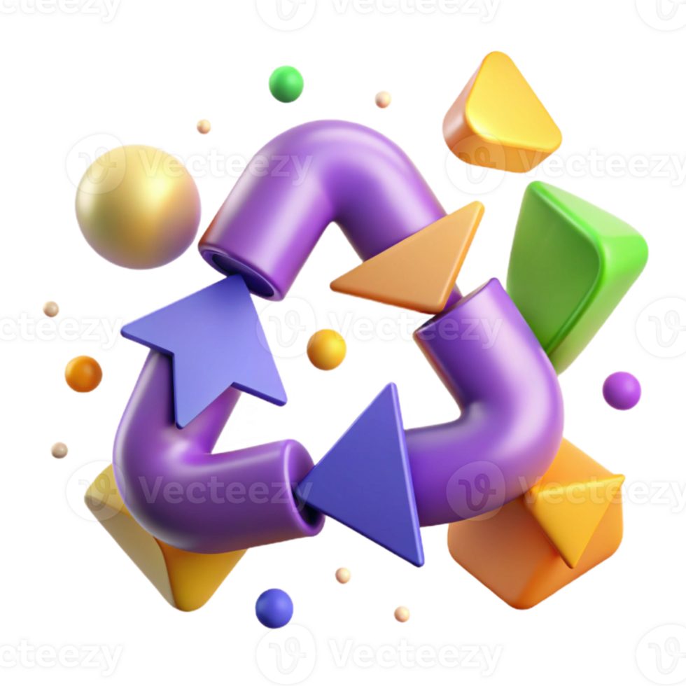 vibrant contemporary Recycling Symbol Gradient Color Blend Isolated exclusive png