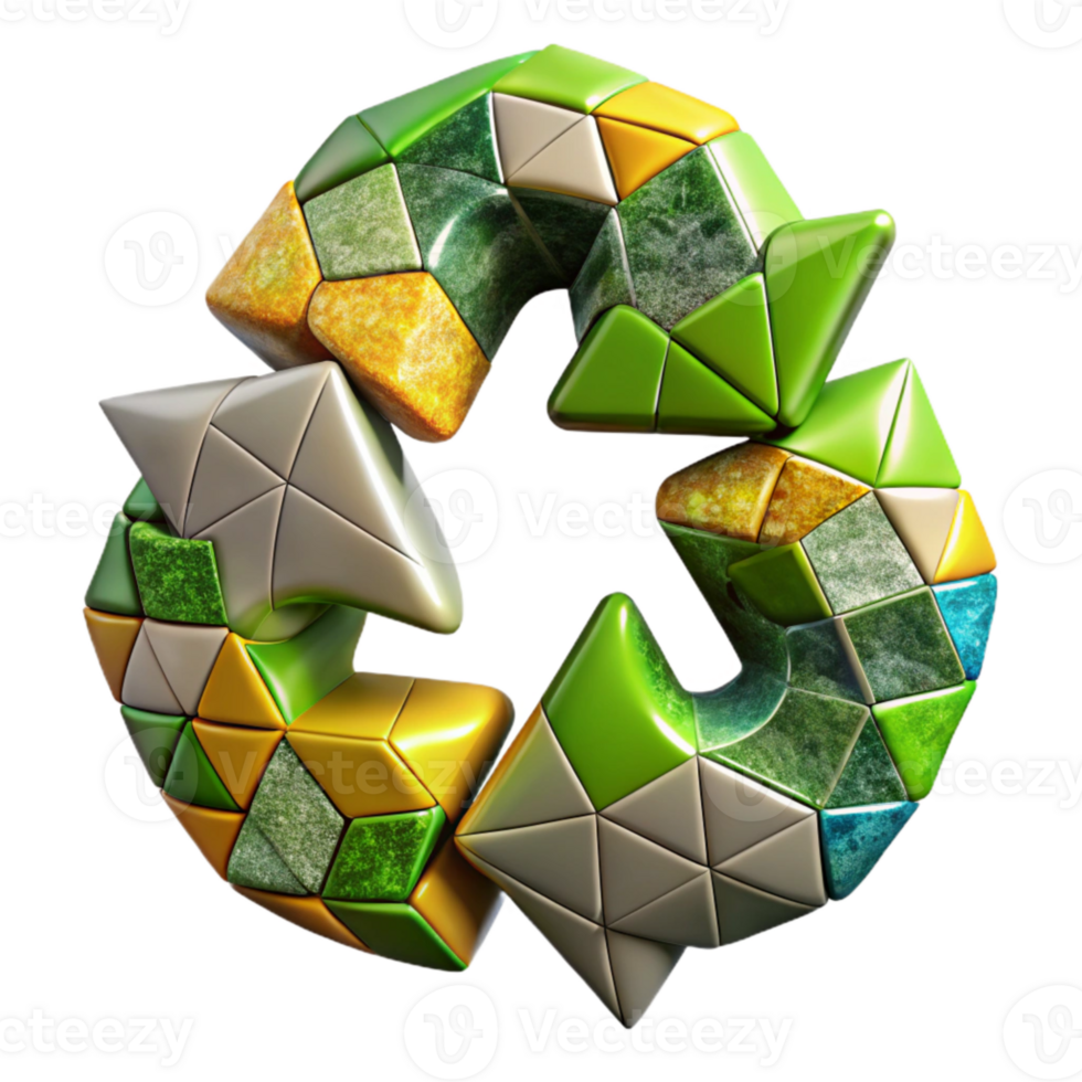 vibrant contemporary Recycling Symbol Mosaic Tile Pattern Isolated png