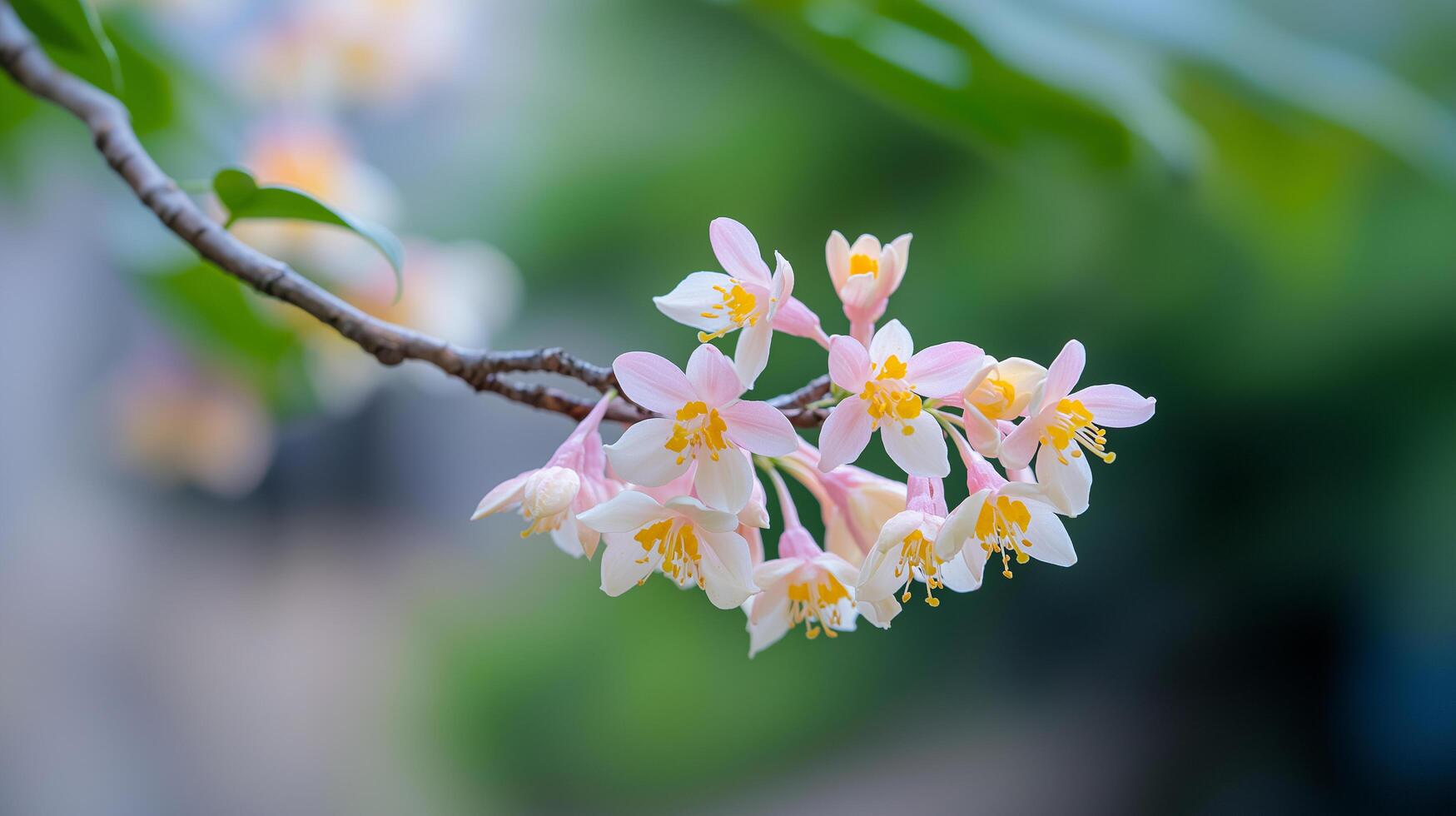 Edgeworthia Chrysantha Flowers with Soft Bokeh Background photo