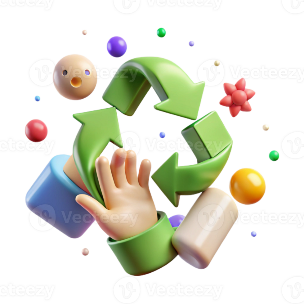 impressive modern Recycling Symbol with Hand Eco Friendly Action Transparent exclusive png