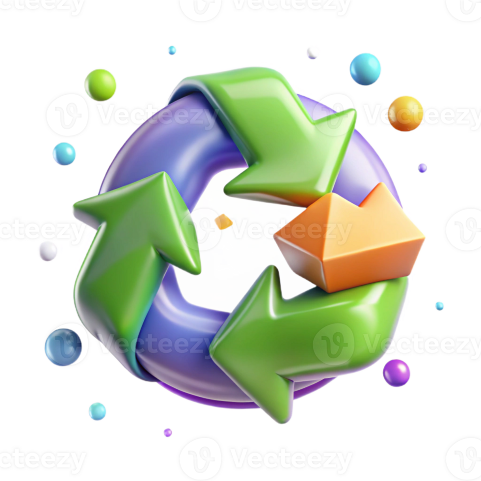 impressive artistic Recycling Symbol with Arrow Circular Motion Transparent Background high quality png