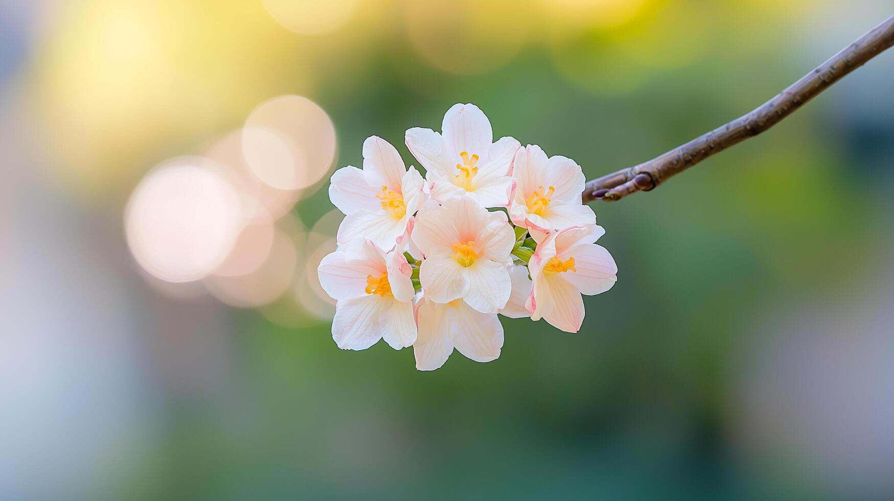 Soft Bokeh Background with White Pink Flowers photo