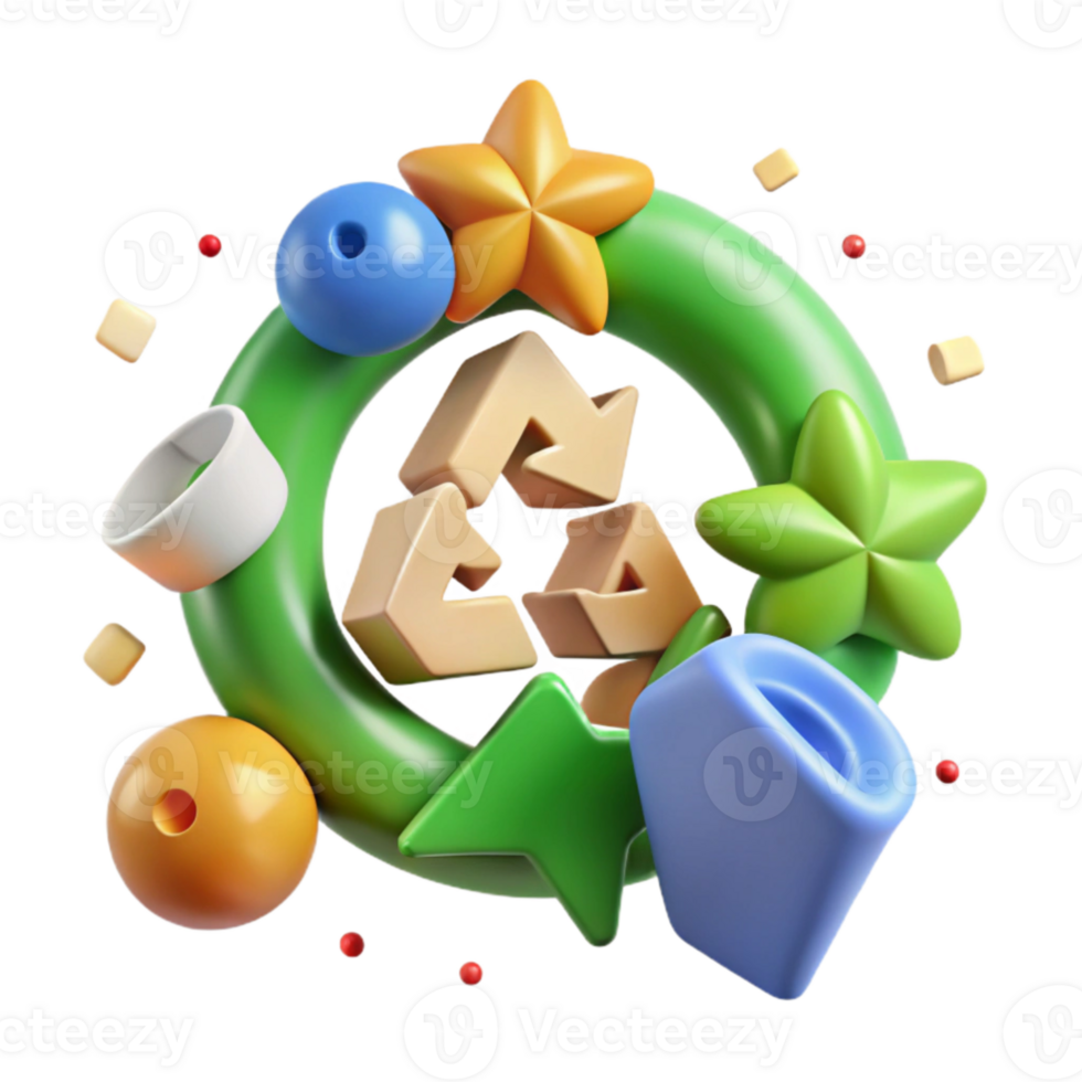 beautiful modern Recycling Symbol with Percentage Eco Friendly Isolated detailed png