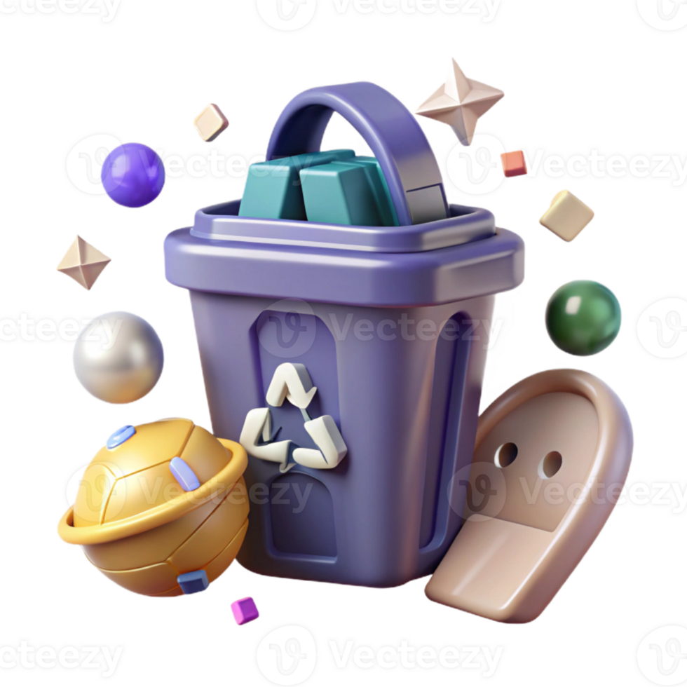 elegant abstract Recycling Symbol with Trash Can Dispose Properly Isolated high resolution png