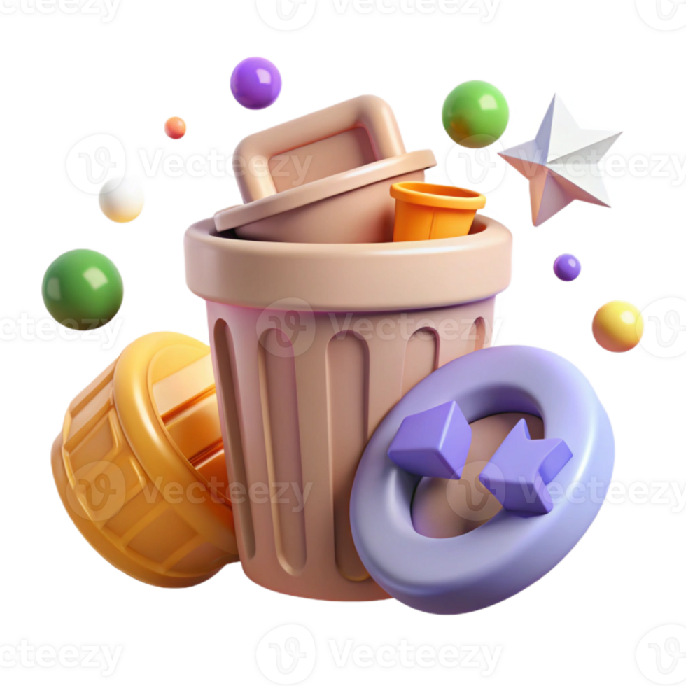 impressive artistic Recycling Symbol with Trash Can Dispose Properly Isolated png