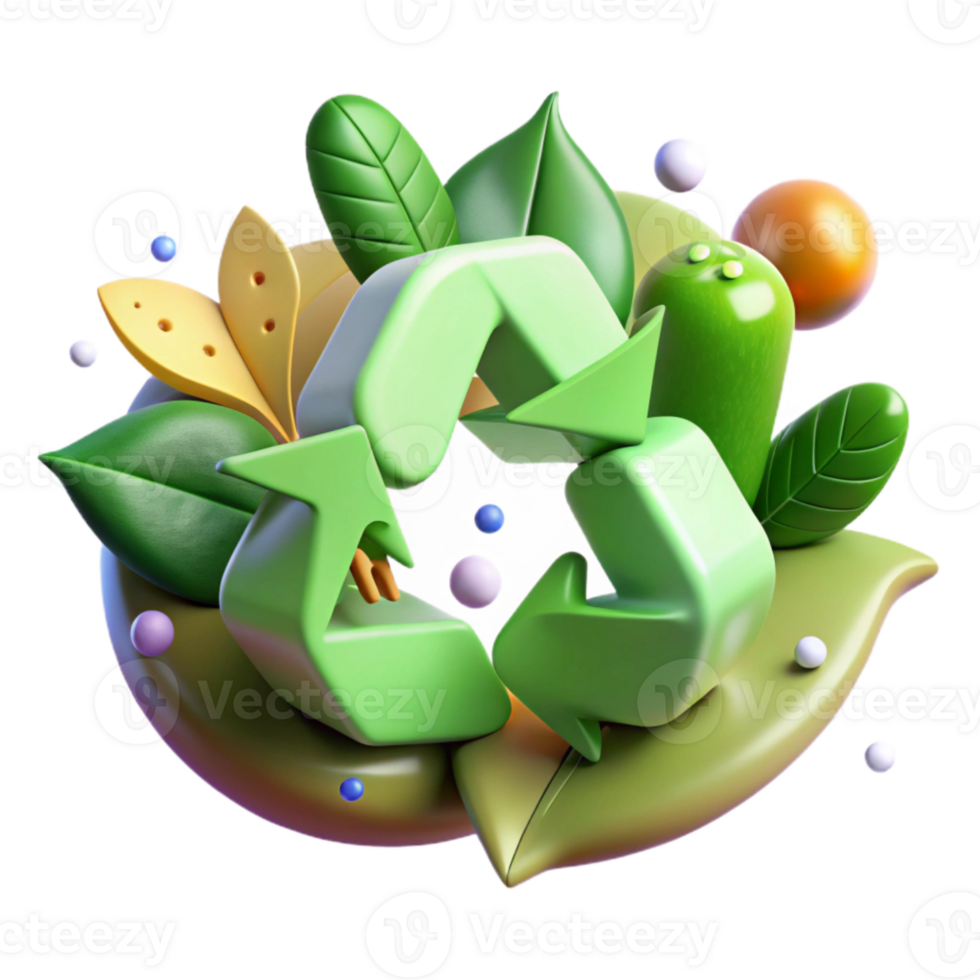 stunning rustic Recycling Symbol with Plants Green Environment Transparent detailed png