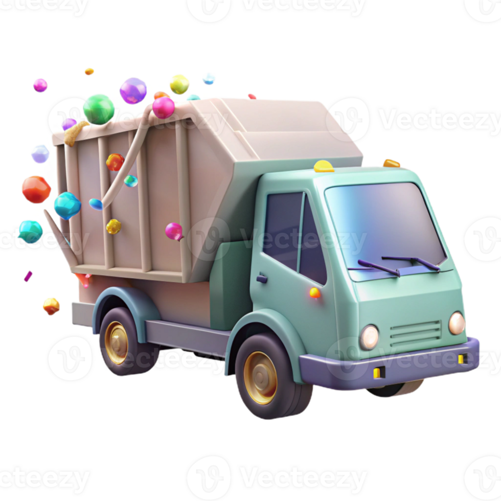 extraordinary vintage Recycling Truck Side View Transparent Background for Municipal Projects png