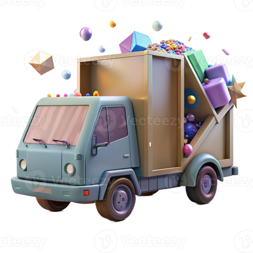 serene minimalist Recycling Truck Front View Cutout for Municipal Services detailed png
