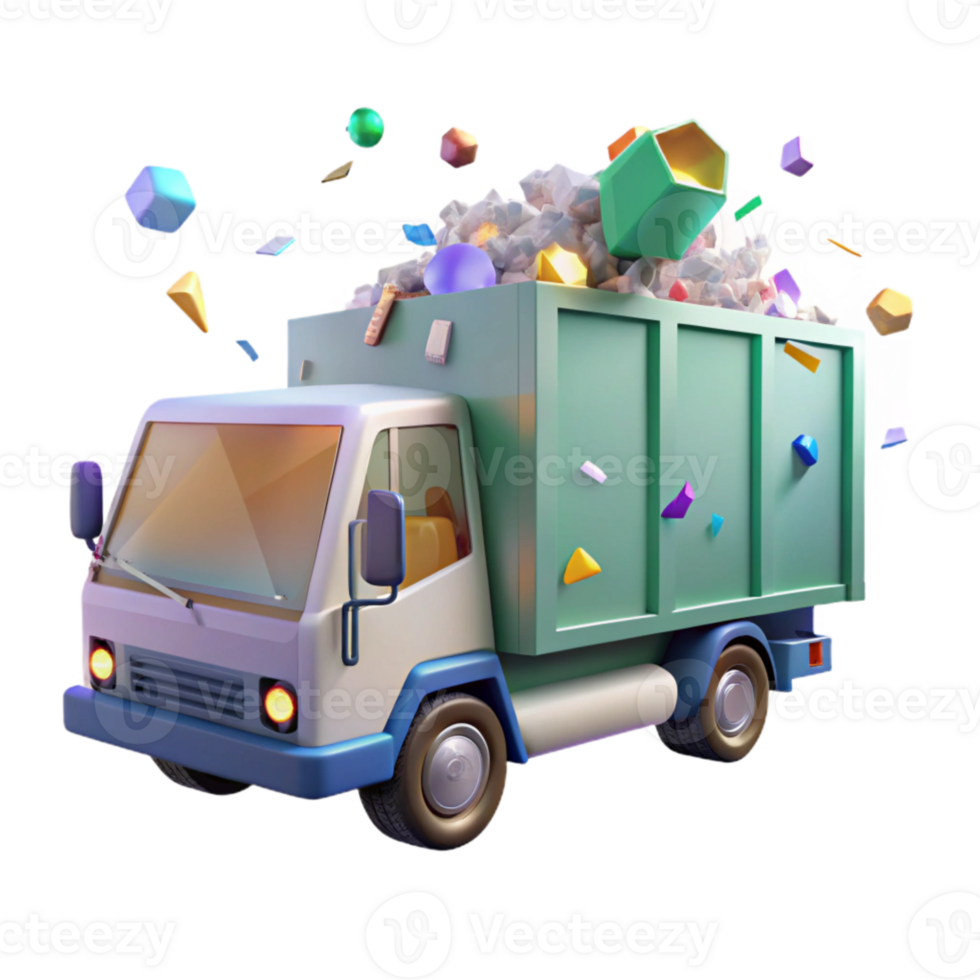 magnificent abstract Recycling Truck Side View Transparent Background for Municipal Projects professional png