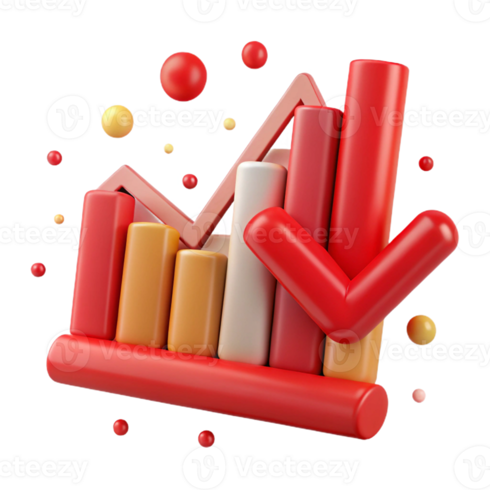 elegant contemporary Red Arrow Downward Trend Chart Transparent for Market Analysis high quality png