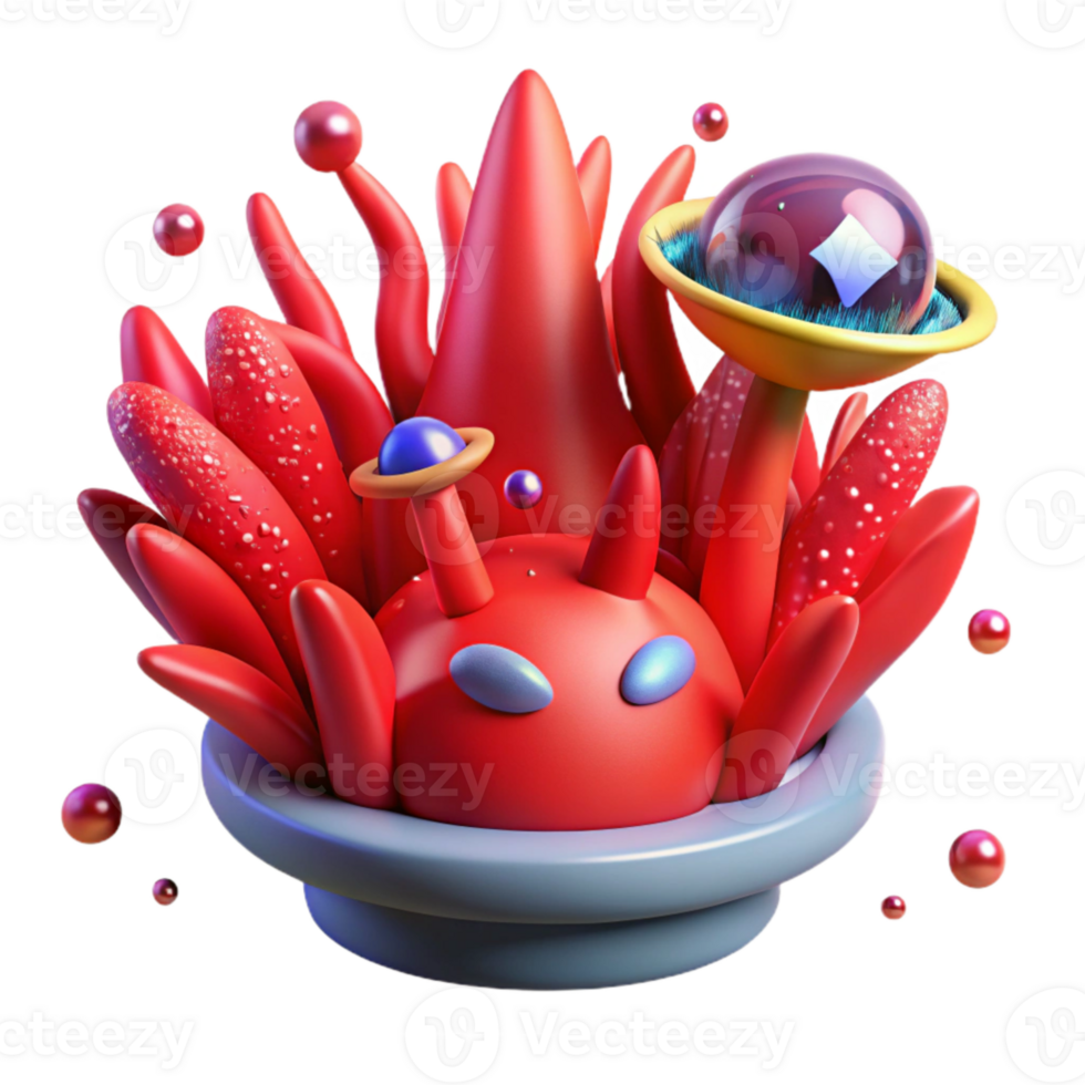 magnificent creative Red Alien Plants Cutout for Scifi Backgrounds professional png