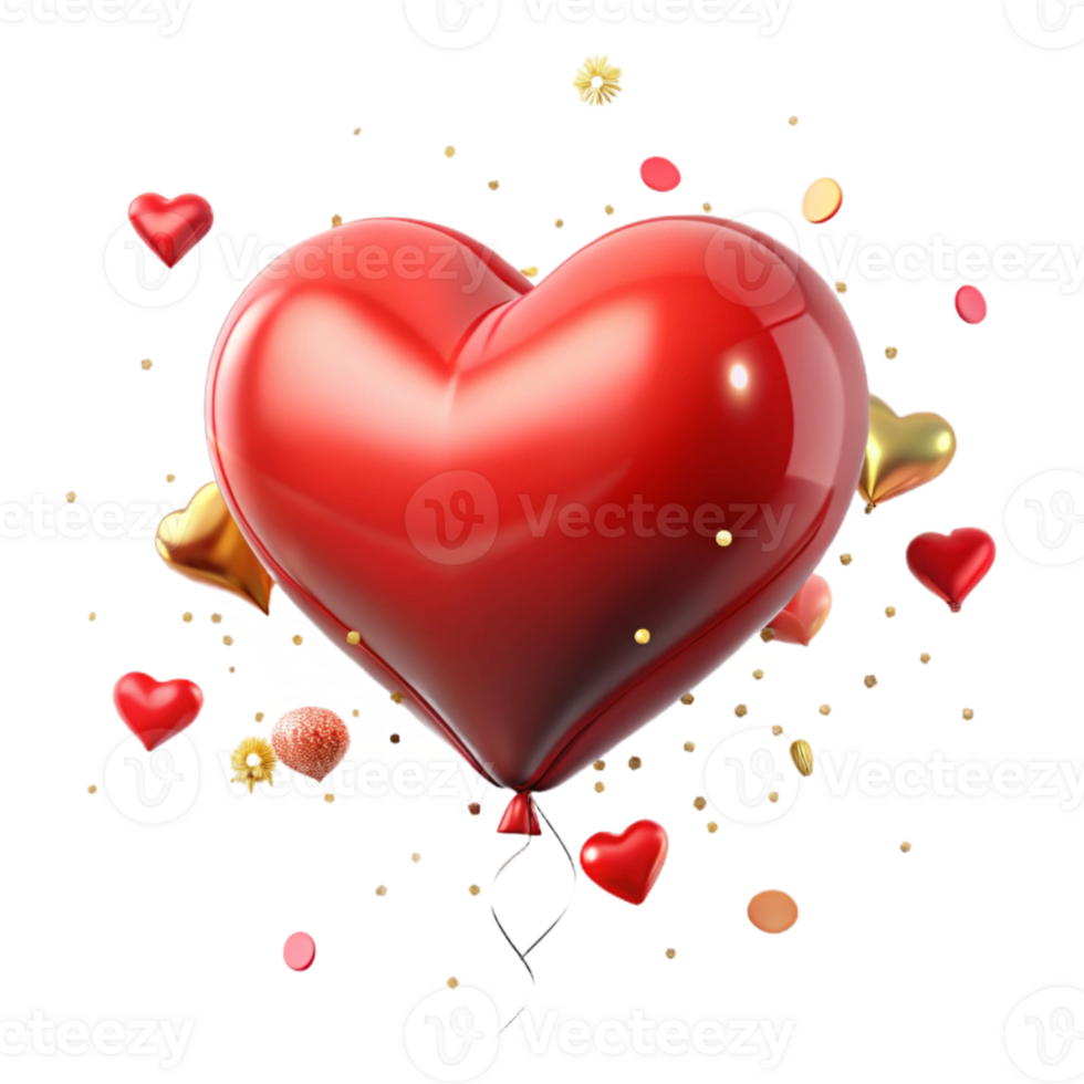 serene minimalist Red Balloon Heart Shape Valentine Transparent for Romance authentic png