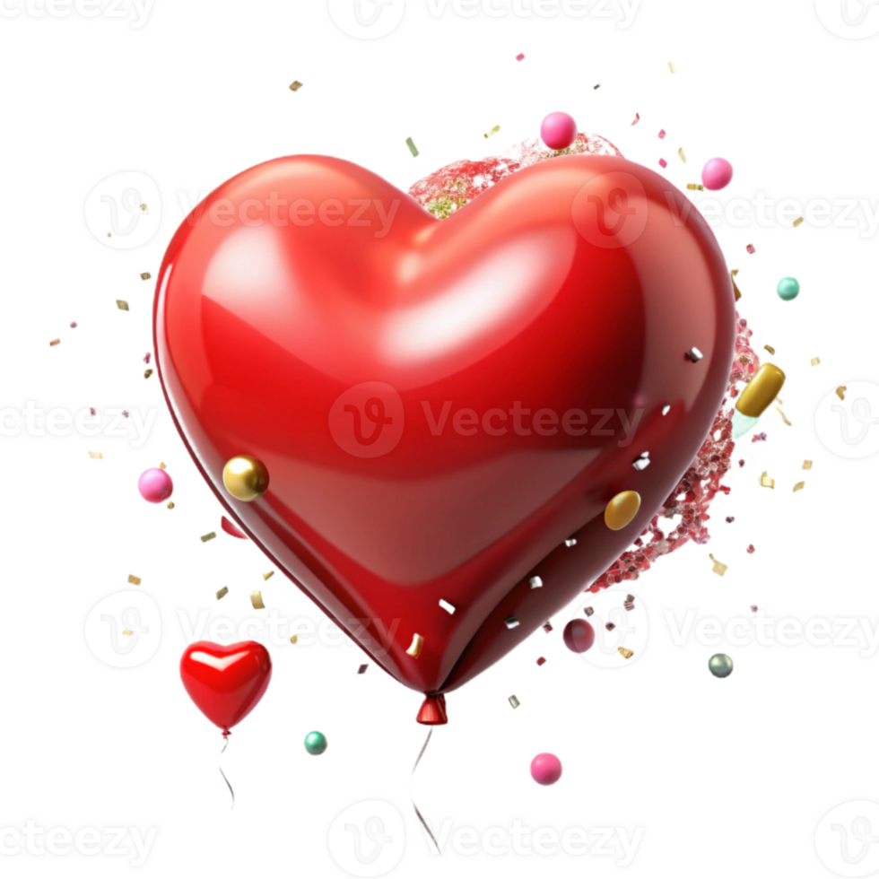 elegant modern Red Balloon Heart Shape Valentine Transparent for Romance genuine png
