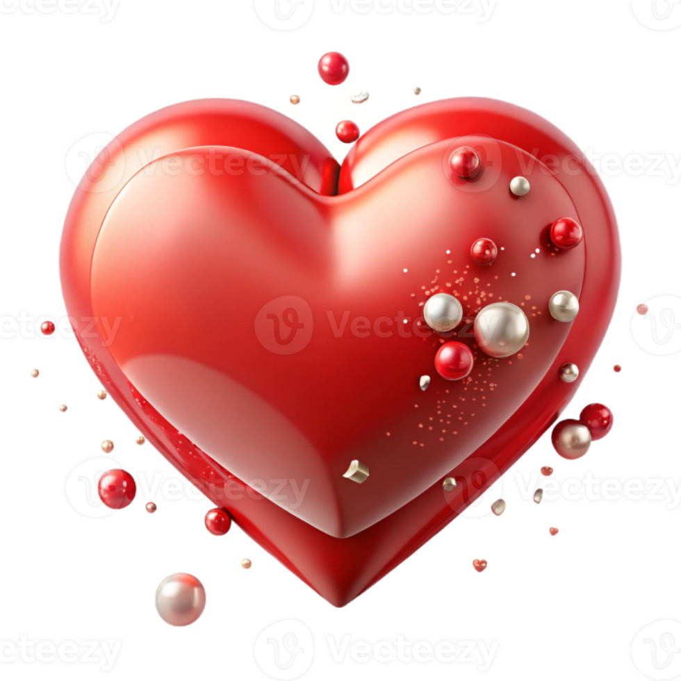 serene creative Red Heart Love Romance Symbol Transparent for Valentines Day Graphics authentic png