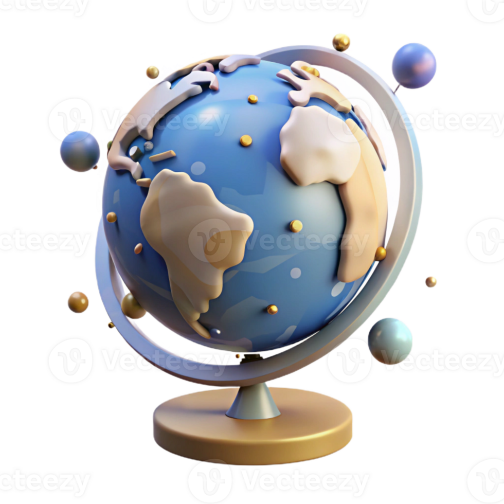elegant rustic Rotating Globe Geography Education Tool Cutout for Social Studies Class genuine png