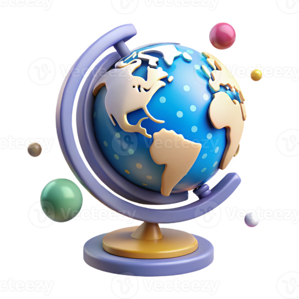 stunning minimalist Rotating Globe Geography Education Tool Cutout for Social Studies Class png
