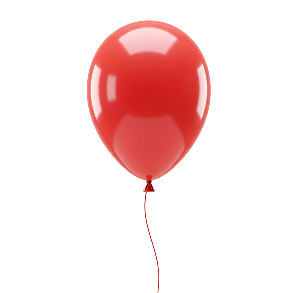 A single vivid crimson balloon floating gracefully against a stark, deep colored surrounding space transparent background png