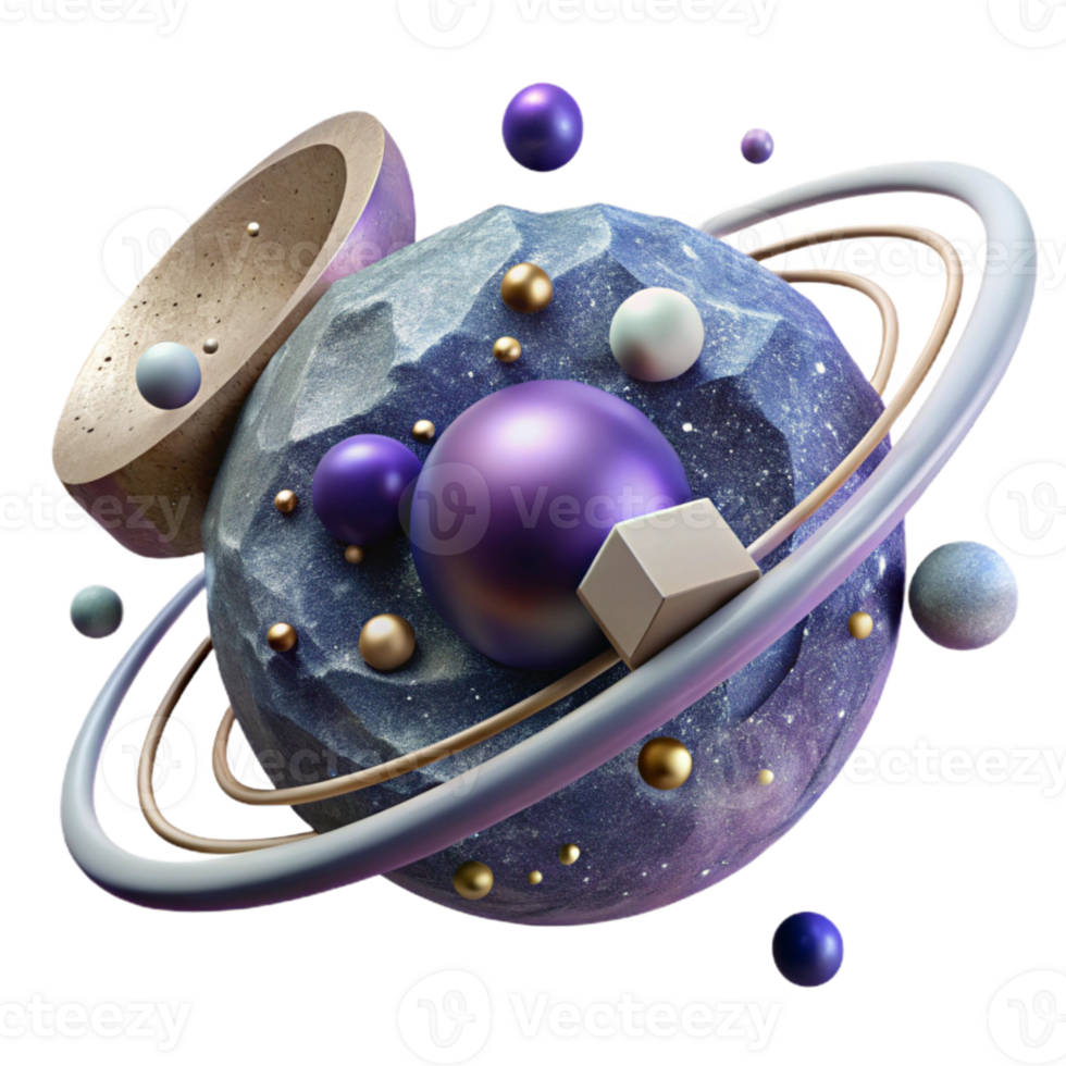 vibrant abstract Rotating Galaxy with Satellites Cutout for Astronomical Studies premium png