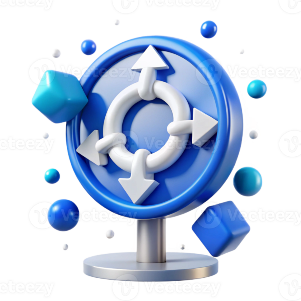 vibrant classic Roundabout Sign Circular Arrows White Blue Transparent Traffic high quality png