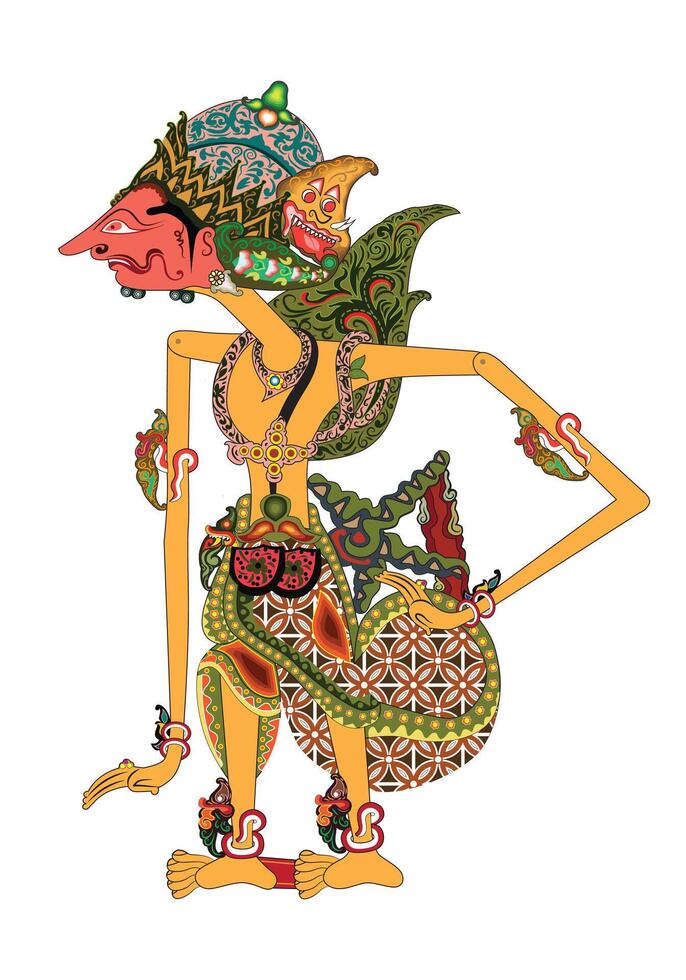 Prabu Sentanu, Indonesian Wayang Shadow Puppet Show. Illustration isolated on white background. vector