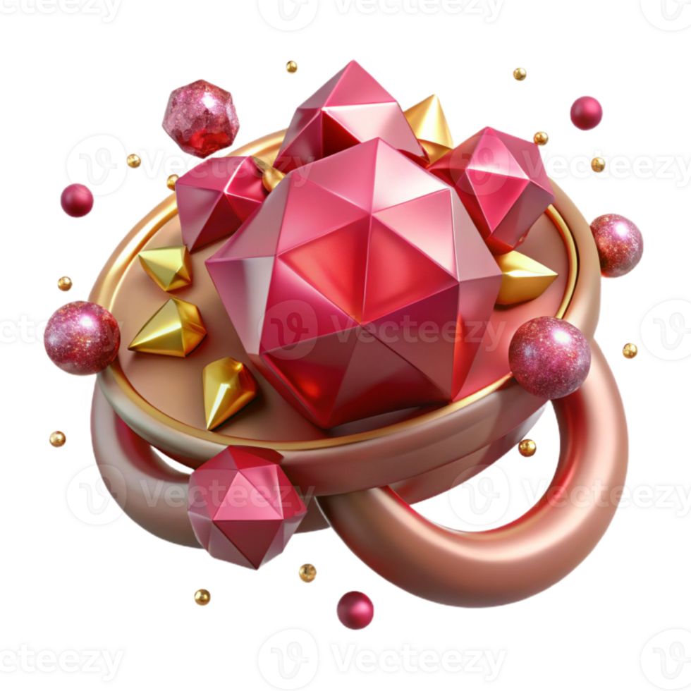 impressive artistic Ruby Ring Cluster Design Isolated on Transparent Background detailed png