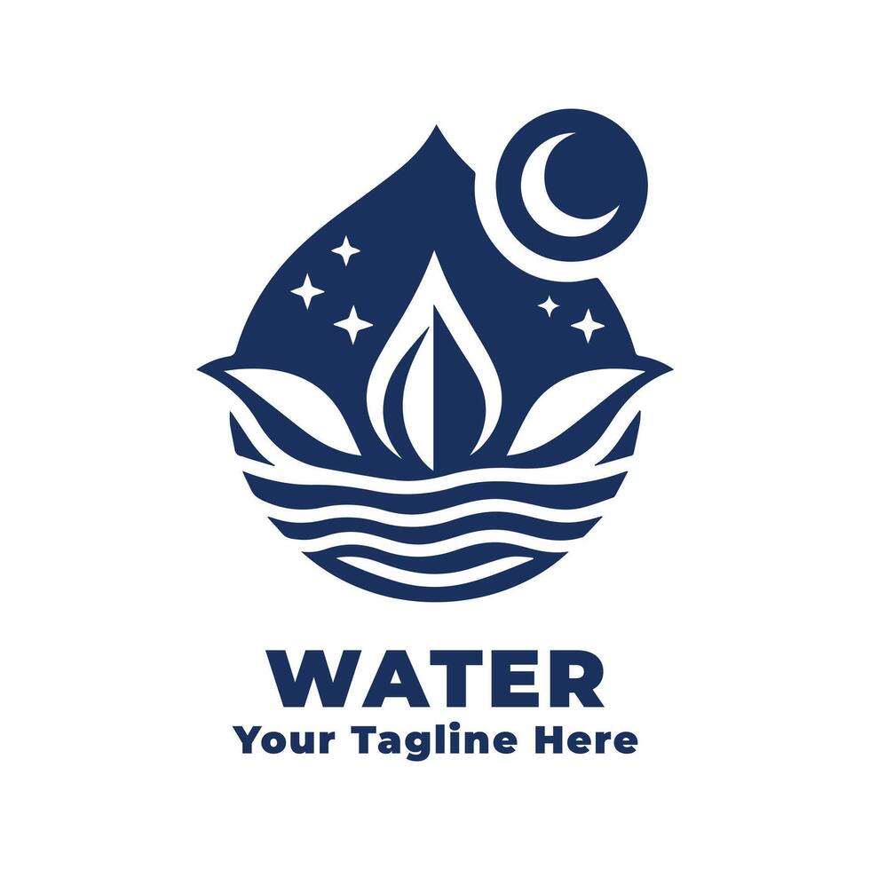 Water Simple Logo Illustration With Blue Concept vector