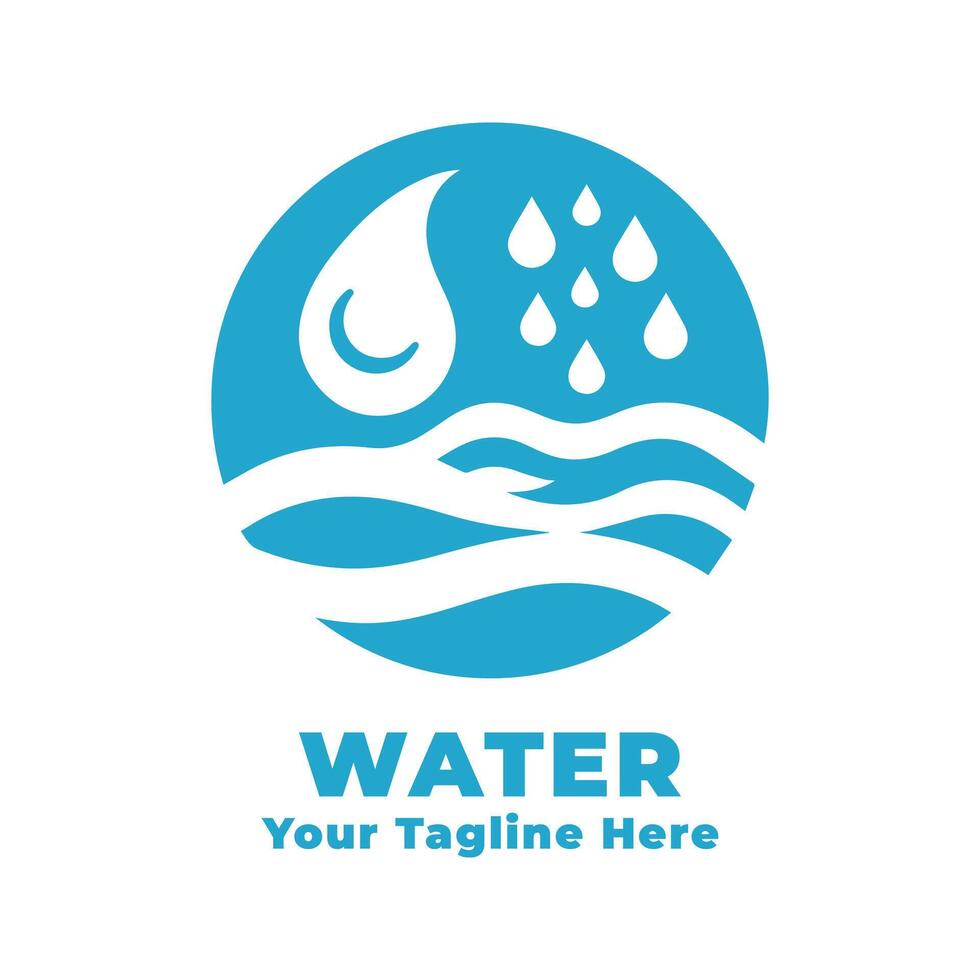Simple Water Logo Design With Blue Concept vector