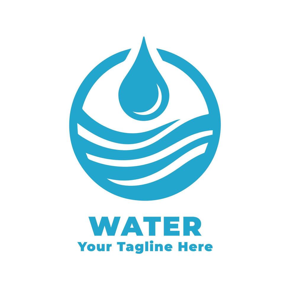 Water Logo Simple Design With Blue Concept vector