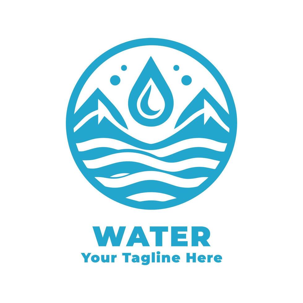 Water Logo Simple Illustration With Blue Concept vector