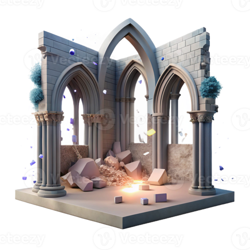 impressive abstract Ruined Abbey Cloister Cutout for Medieval Architecture exclusive png