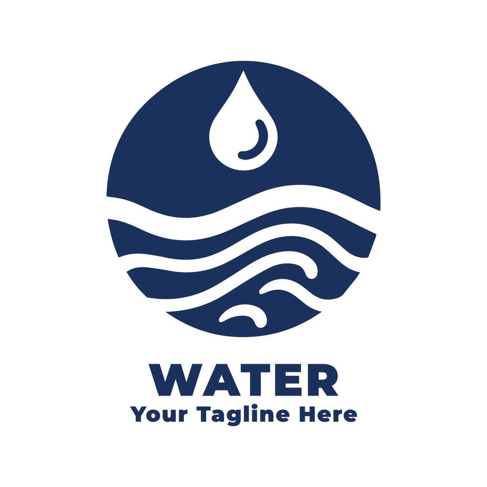 Simple Logo Water Illustration With Blue Concept vector